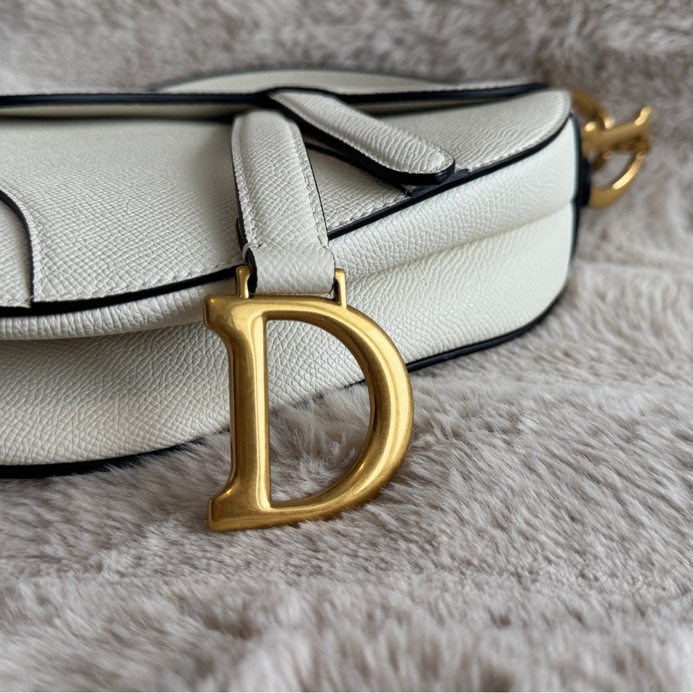 New Authentic Dior Mini Saddle Bag – White | Full Set - Picture 10 of 16